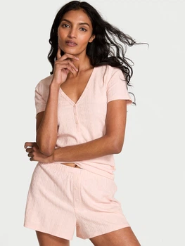 Пижама (футболка + шорты) женская хлопковая Victoria's Secret 906828111 XS Розовая (1160066830)