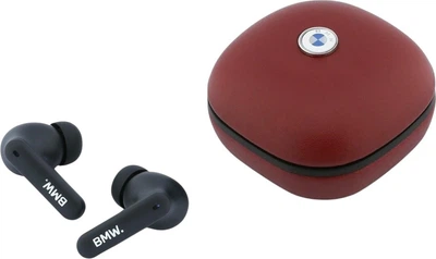 Słuchawki BMW Leather Metal Logo ENC Red (3666339593827)
