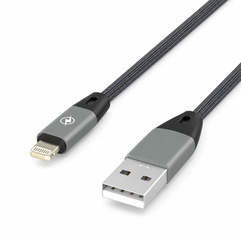 Кабель Voltex Nylon V20 Lightning – USB 2A 1м Grey