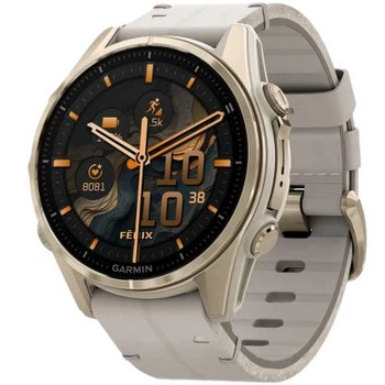Смарт-часы Garmin fenix 8 43mm, amoled, Saph, SftGldSS/FogGryLeatherBnd, Excl, gps (010-02903-40)