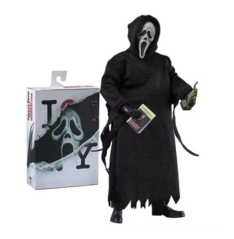 Коллекционная экшн-фигурка Призрачное Лицо из серии фильмов Крик Ghostface Scream Horror Action Figure в тканевом плаще с аксессуарами, 18 см