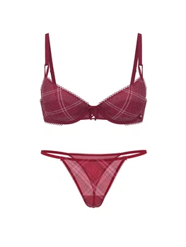 Комплект белья Victoria's Secret бюст и трусики тонг 1159864148 (Красный 36C/L)