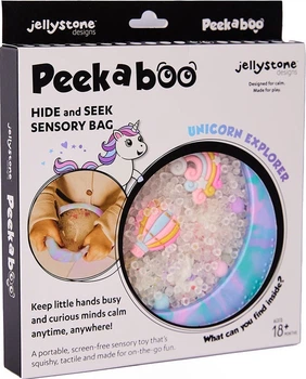 Сенсорний диск-мішечок Jellystone Designs Peekaboo A-Ku-Ku! Єдиноріг з фігурками (9343900013598)