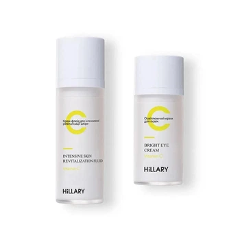 Набор Hillary для сияния и ровного тона кожи: Крем-флюид Hillary Intensive Skin Revitalization Fluid, 30 мл + Осветляющий крем для век с витамином С Hillary Bright Eye Cream, 15 мл