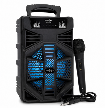 Портативная Bluetooth колонка GTS-2137 8" с проводным микрофоном, FM, USB, TF, RGB подсветкой
