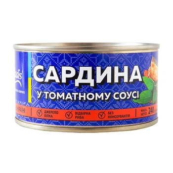 Сардина у томатному соусі ТМ Veladis, 240 г