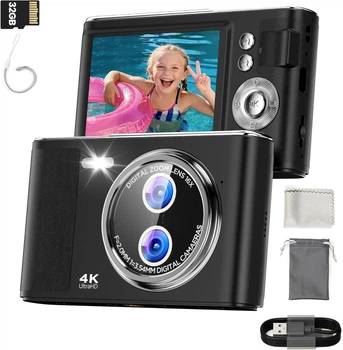 Цифровой фотоаппарат IHOXTX 4K 48MP, 16X Zoom + карта 32GB (Черный)