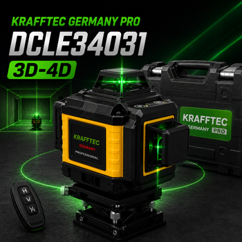 Аккумуляторный лазерный нивелир Krafftec Germany PRO DCLE34031 3D-4D