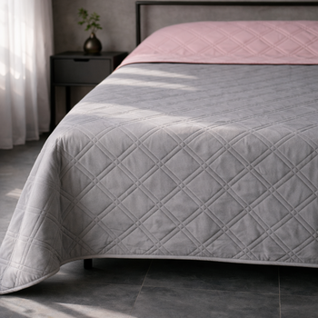 Покрывало U-tek Двуспальное 210x220 см Аквастоп Blush Pink & Light Gray (QBBPLG2122)