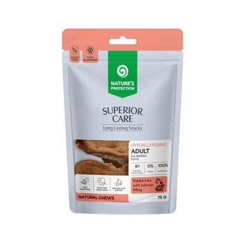 Лакомство для собак Nature's Protection Superior Care Rabbit Ears with Salmon Filling кроличьи ушки с начинкой из лосося, 75 г (KIKNPSC70539)