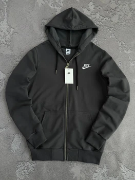 Кофта чоловіча Nike без фліса з капюшоном на блискавці сірий 6XL