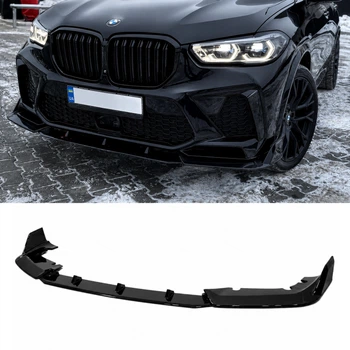 Юбка переднего бампера для BMW X5M G05 F95 2019-2022 ABS пластик, черный глянец для BMW X5 G05 2019- (9709)