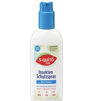 Спрей от насекомых, клещей, комаров S-QUiTO free Insektenschutzspray ultra protect 200 мл