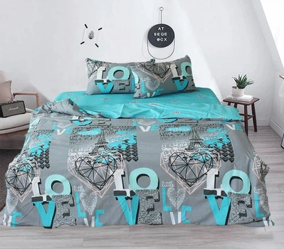 Комплект постельного белья Krispol Двуспальный на резинке "Love" 160x200x25 наволочки 50х70-2шт Бязь Gold Lux (320.145336.2)