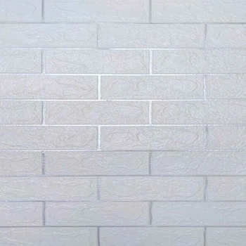 Панель 3D Sticker Wall самоклеюча 100-3 біла з срібною смужкою цегла 700*700*3 мм