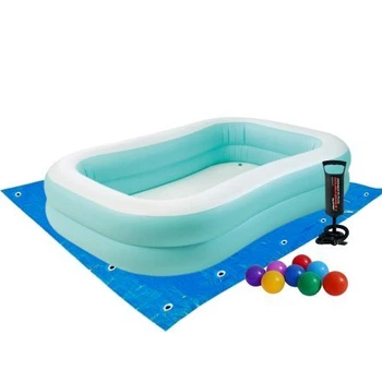 Великий надувний басейн 229х152х48 см Intex 57181-2 з кульками 10 шт, підстилкою та насосом