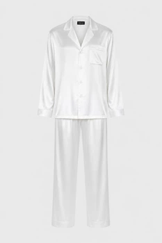 Чоловіча шовкова піжама BOBRAND “Total White” сорочка і штани - M