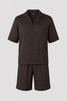 Чоловіча піжама BOBRAND шорти та сорочка, коричневий колір - 2XL