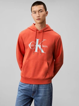 Худі на флісі утеплене чоловіче Calvin Klein 664142829 2XL Помаранчеве (1159863865)