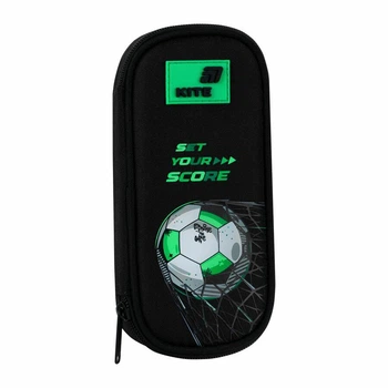 Пенал Kite Football "Мяч" 21х8.5х4.5 см 1 отделение + органайзер прямоугольный на молнии черный (K26-662-3)