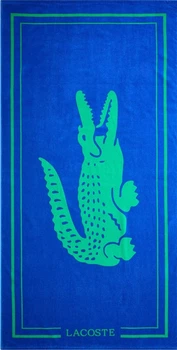 Полотенце хлопковое Lacoste пляжное 92х183 см Синее/Зелёное (1159863296)
