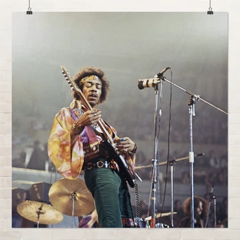 Постер Джимі Гендрікс на сцені, Jimi Hendrix, плакат для музиканта, блюз, A1 60×60 см (id0278)