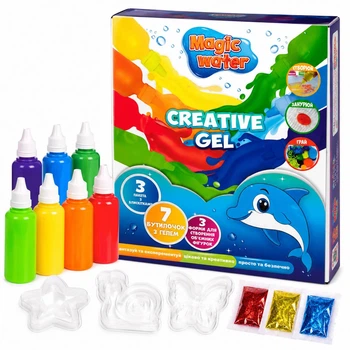 Набор для творчества Аквагель Magic Water Creative Gel 3D фигурки 7 цветов с глиттером для детей 6+