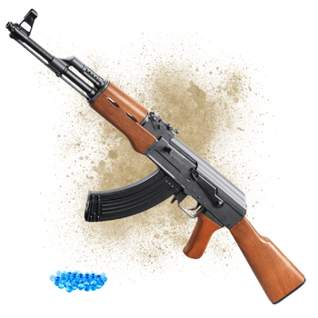 Гелевый Автомат Калашникова AK-47 CYMA BB Гель Бластер на Орбизах Base Premium 2 Режима с Функцией BlowBack + Складной Приклад +