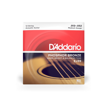 Струны для акустической гитары DʼADDARIO EJ39 Phosphor Bronze Medium 12-String (12-52)