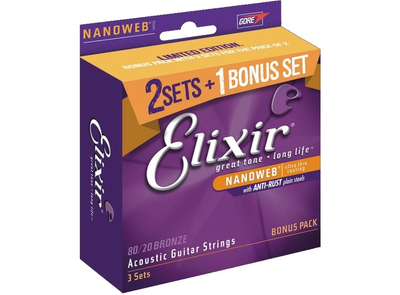 Струны для акустической гитары Elixir AC NW L (3 Pk)