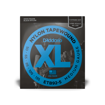 Струны для бас-гитары DʼADDARIO ETB92-5 XL Nylon Tapewound 5-String Bass (50-135)