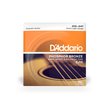 Струни для акустичної гітари DʼADDARIO EJ15 Phosphor Bronze Extra Light (10-47)