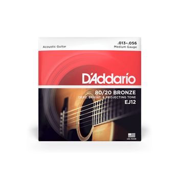 Струны для акустической гитары DʼADDARIO EJ12 80/20 Bronze Medium (13-56)