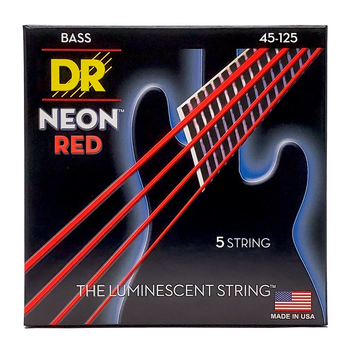 Струни для бас-гітари DR Strings NEON Red Bass - Medium 5 String (45-125)
