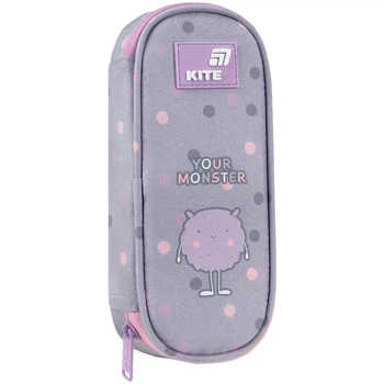 Пенал Kite Cute Monster K26-599-17, 1 отделение, клапан с карманом на молнии, для девочки