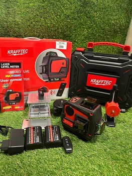 Лазерний рівень Krafftec PREMIUM 16x360° зелений промінь професійний лазерний рівень для будівництва та ремонту з LCD-дисплеєм Bluetooth дистанційним управлінням та кейсом