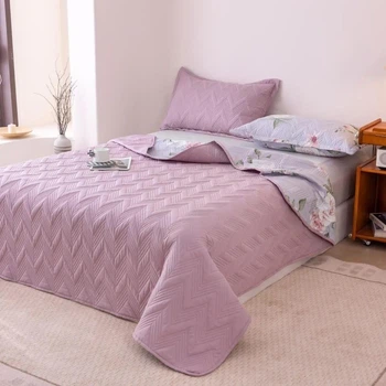 Стеганые двойные покрывала с двумя наволочками от Colorful Home покрывало 200*230 см + 2 наволочки 48*74 см розовый