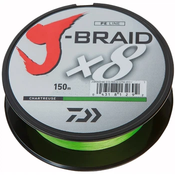 Шнур Daiwa J-Braid X8 150m (Chartreuse) 0.16mm 20lb/9.0kg