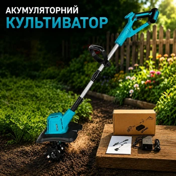 Культиватор для дачи компактен для прополки KRAFFTEC KR-1039 46V Мощный садовый легкий
