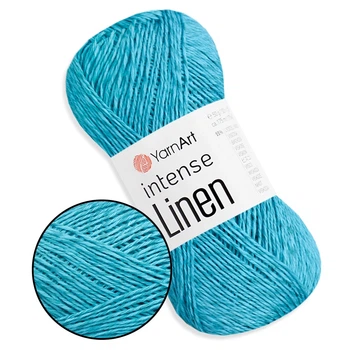 YarnArt Intense Linen Бирюза №4131 - летняя льняная пряжа, лен с лиоцелем, 50 г / 175 м, для летних топов и ажурных изделий