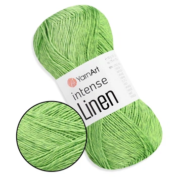 YarnArt Intense Linen Салат №4125 - летняя льняная пряжа, лен с лиоцелем, 50 г / 175 м, для летних топов и ажурных изделий