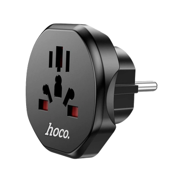 Адаптер Hoco AC6 Unimpeded Universal Conversion Plug EU Plug - US Plug Black