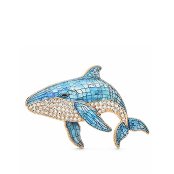 Брошь BROCHE Море Кит с кристаллами голубой BRBF115540