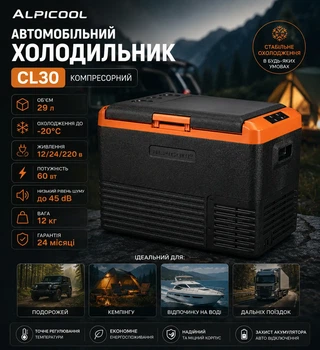 Автохолодильник для кемпинга и рыбалки Alpicool CL50 45 л, до -20°C