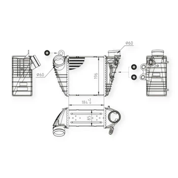 Радиатор интеркулера Skoda Octavia, Volkswagen Bora, Golf IV 1.8T-1.9TDI (97-05) HART
