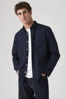 Мужская рубашка в клетку Levi's 48(M) Синий-горошек (148464)