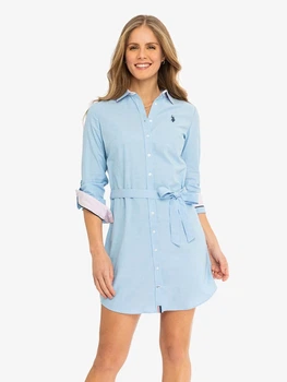 Сукня-сорочка коротка літня жіноча U.S. Polo Assn 214982-YI00A L Блакитна (786665562236)
