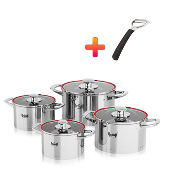 Набір каструль Prime Chef 8 предметів 2л, 2,7л, 3,7л, 6,1л Krauff + ПОДАРУНКИ: ніж для чищення овочів