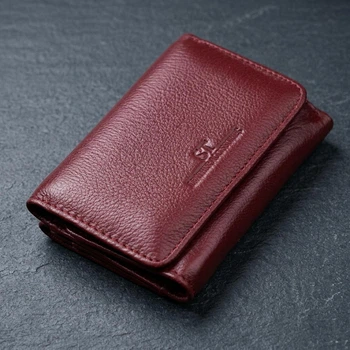 Кожаный молодежный кошелек для женщин ST Leather бордового цвета на кнопке (bg225fash07)