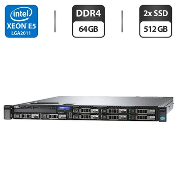 Сервер Dell PowerEdge R430 1U Rack / 2x Intel Xeon E5-2630 v3 (8 (16) ядер по 2.4 - 3.2 GHz) / 64 GB DDR4 / 2x 512 GB SSD / iDRAC8 with Lifecycle Controller / 2x 550W б/у